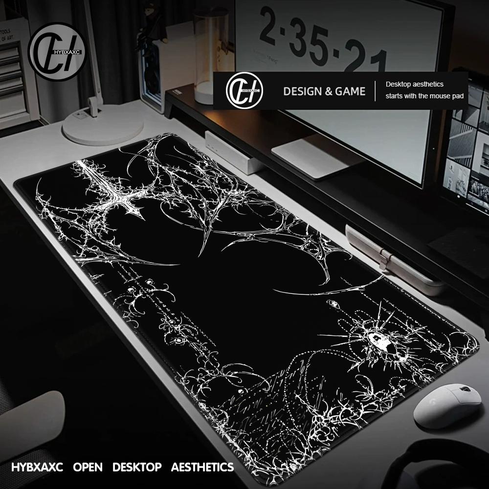 Gaming Mouse Pad Xl - Черно-белый киберготический коврик для стола с