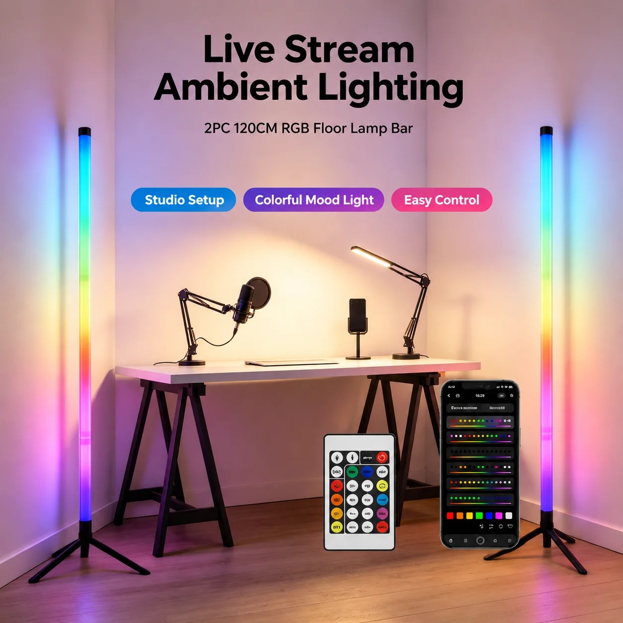 2 шт. 120-см RGB-светильники д – обзор и цена Gaming Accessories Bedroom