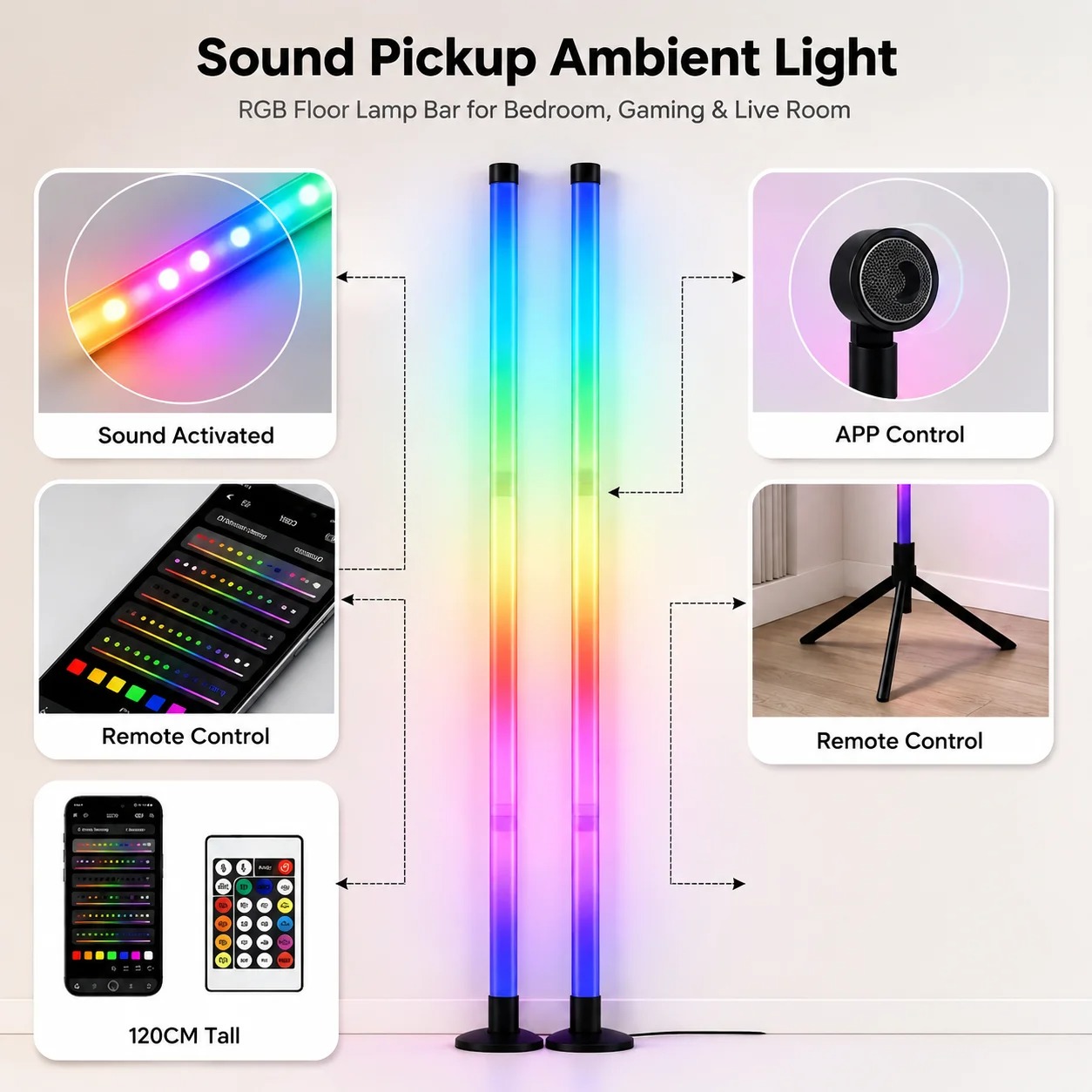 2 шт. 120-см RGB-светильники д – обзор и цена Gaming Accessories Bedroom